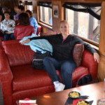 Jan Ross riding in first-class on Verde Canyon Railroad