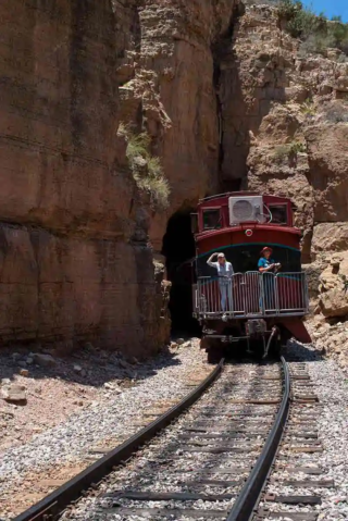 Caboose Verde Canyon Railroad Going Into Tunnel Caboose Verde Canyon Railroad Going Into Tunnel