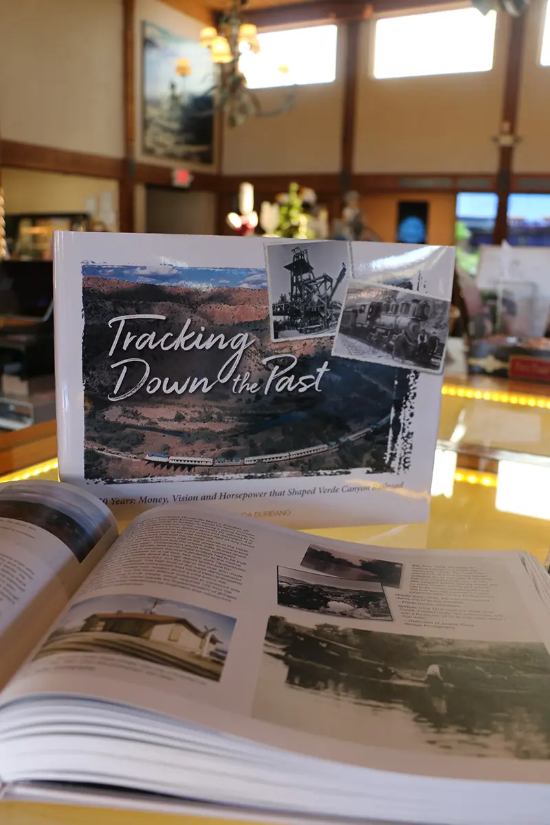 Tracking Down the Past Book by Linda Durbano at Boxcar Gift Store Verde Canyon Railroad