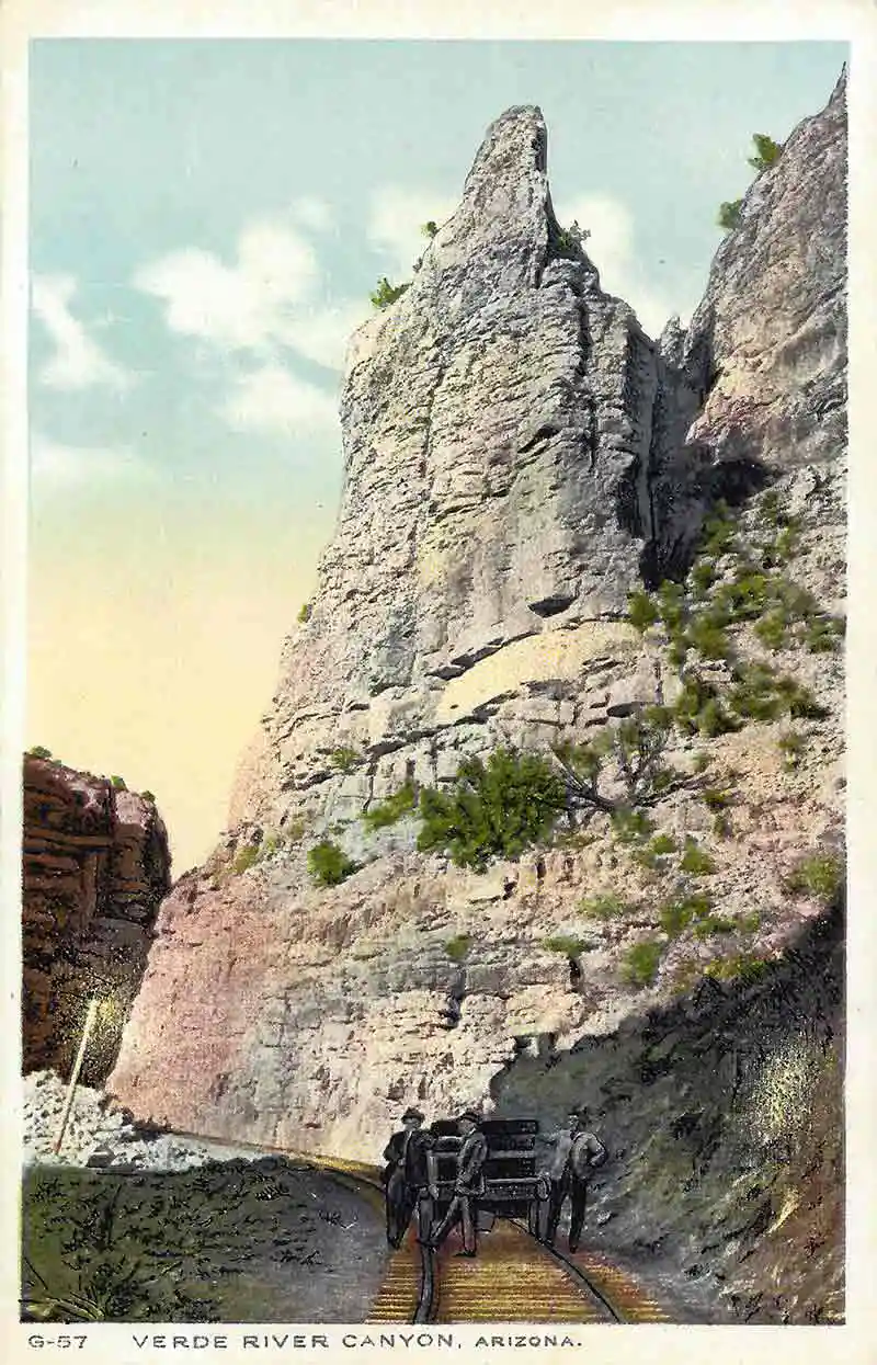 Building Through the Verde Canyon Early Postcard Building Through the Verde Canyon Early Postcard