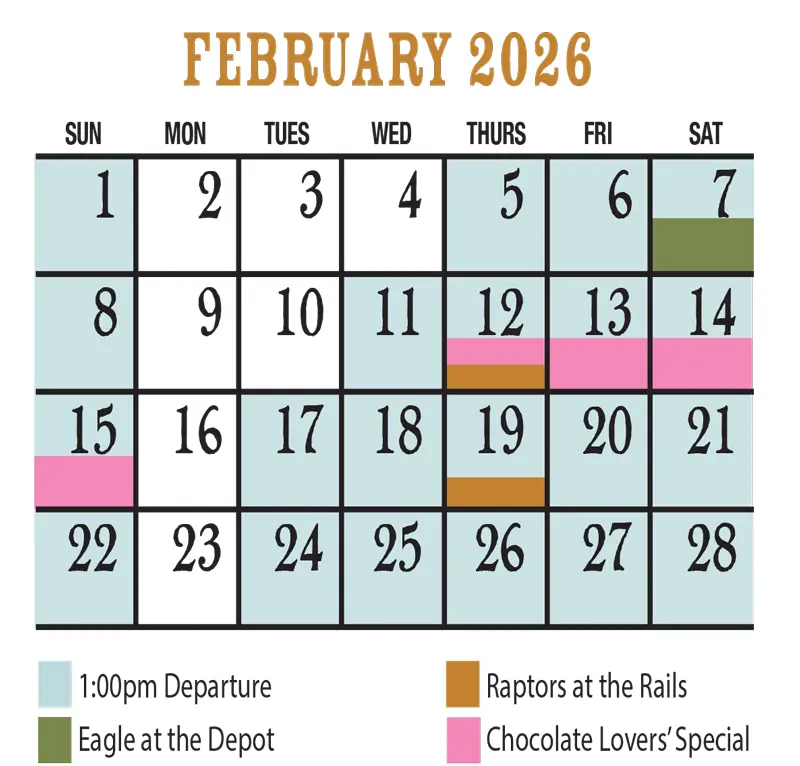 February 2026 Verde Canyon Railroad Train Schedule