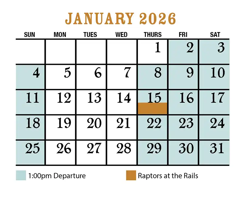 January 2026 Verde Canyon Railroad Train Schedule