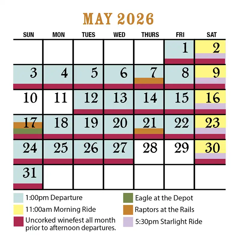 May 2026 Verde Canyon Railroad Train Schedule