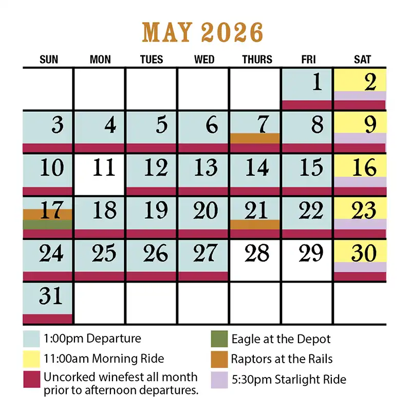 May 2026 Verde Canyon Railroad Train Schedule